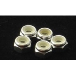 Hiro Seiko 4mm Alloy Nylon Nut [Silver] ( 5 pcs)